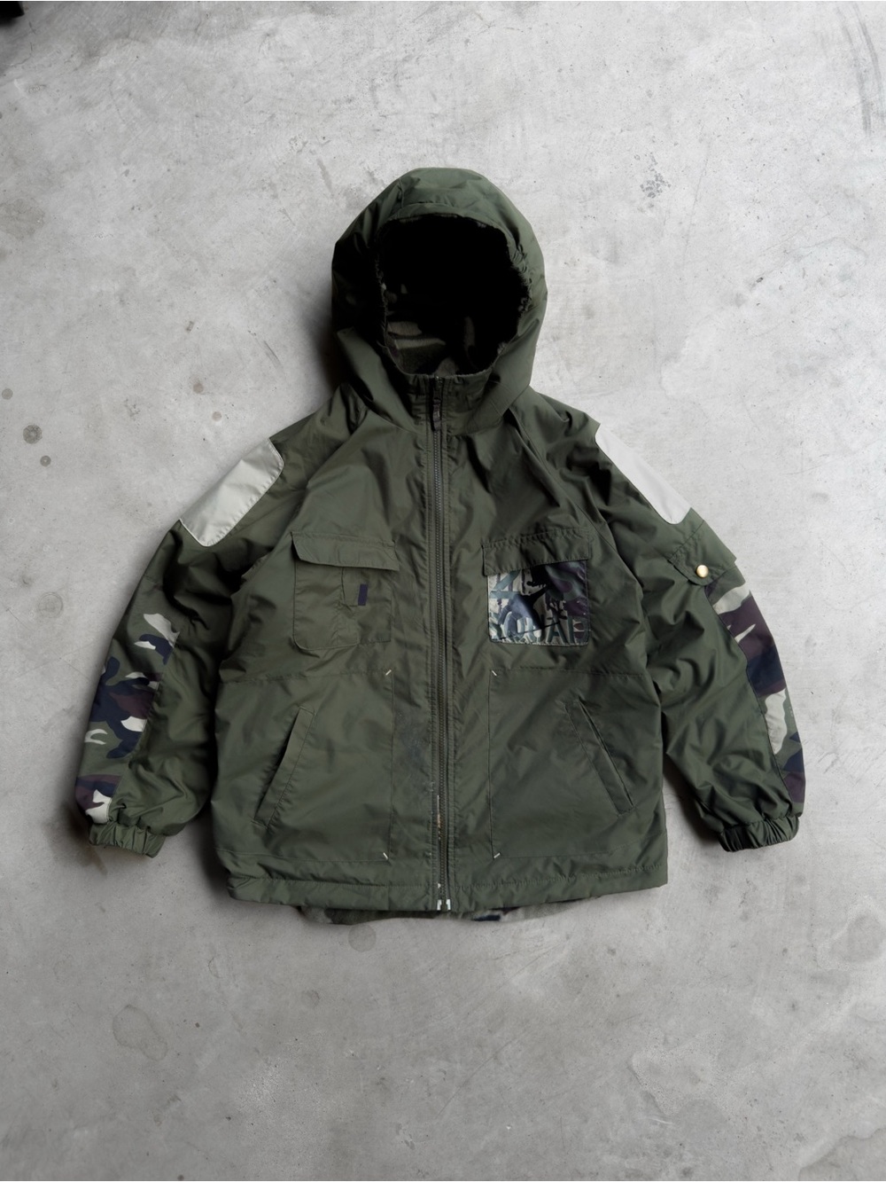 Vintage 00s Reversible Hooded Camo Full Zip Up Jacket - S